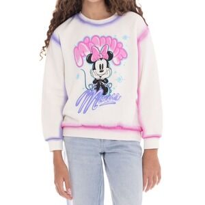 Disney Character Girls Crewneck Sweatshirt Minnie Mouse Cream Size Medium (8)